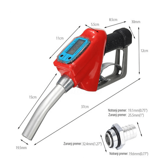 Pipa za točenje goriv 60 L/min z digitalnim števcem pretoka goriva - TISTO Pipa za točenje goriv 60 L/min z digitalnim števcem pretoka goriva - TISTO