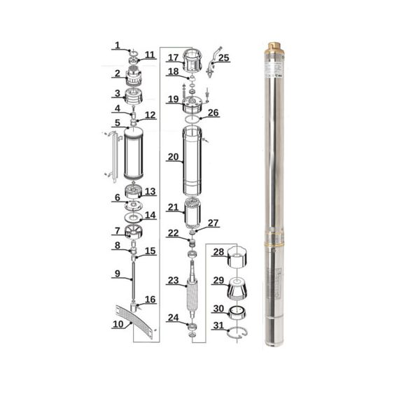 Cevna potopna črpalka 750 W 4200 L / uro 80 m 75 mm 2 - TISTO
