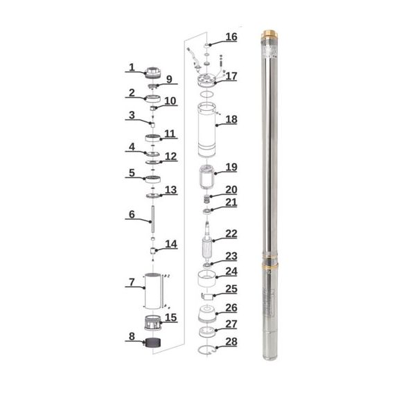 Cevna potopna črpalka 550 W 2700 L / uro 85 m 66 mm 2 - TISTO Cevna potopna črpalka 550 W 2700 L / uro 85 m 66 mm 2 - TISTO