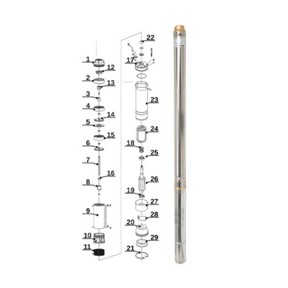 Cevna potopna črpalka 1100 W 6000 L / uro 77 m 75 mm 2 - TISTO Cevna potopna črpalka 1100 W 6000 L / uro 77 m 75 mm 2 - TISTO