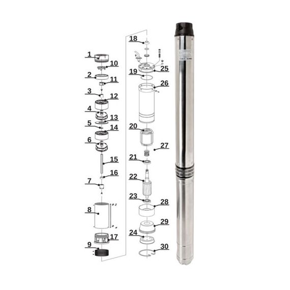 Cevna potopna črpalka 13000 W 39000 L / uro 183 m 146 mm 400 V 2 - TISTO Cevna potopna črpalka 13000 W 39000 L / uro 183 m 146 mm 400 V 2 - TISTO